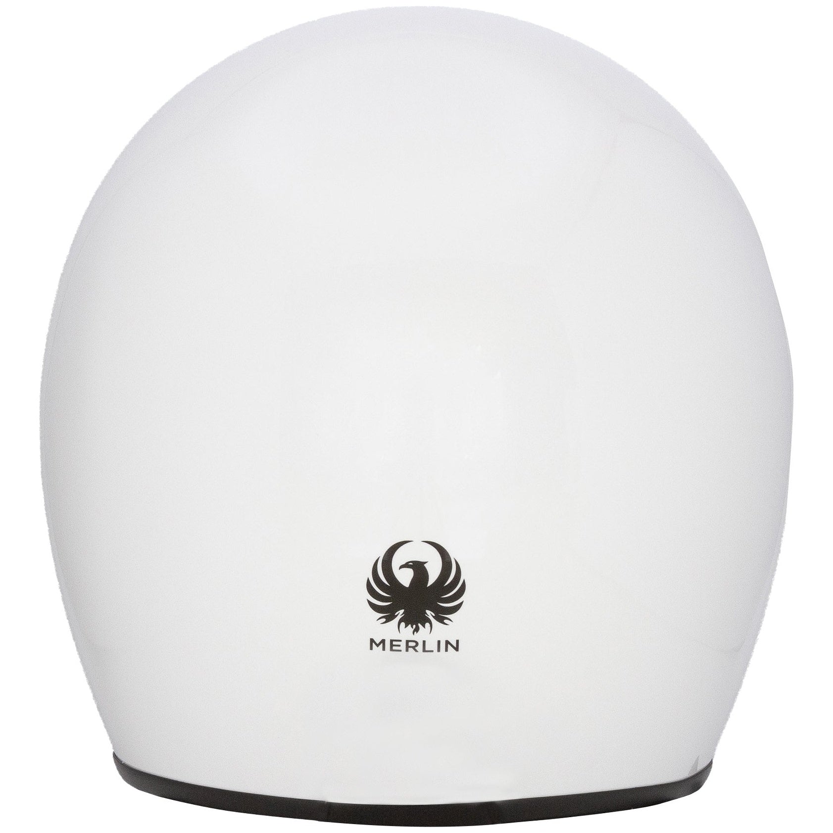 Merlin Blackbird Jet Naked White open-face motorcycle helmet, rear view