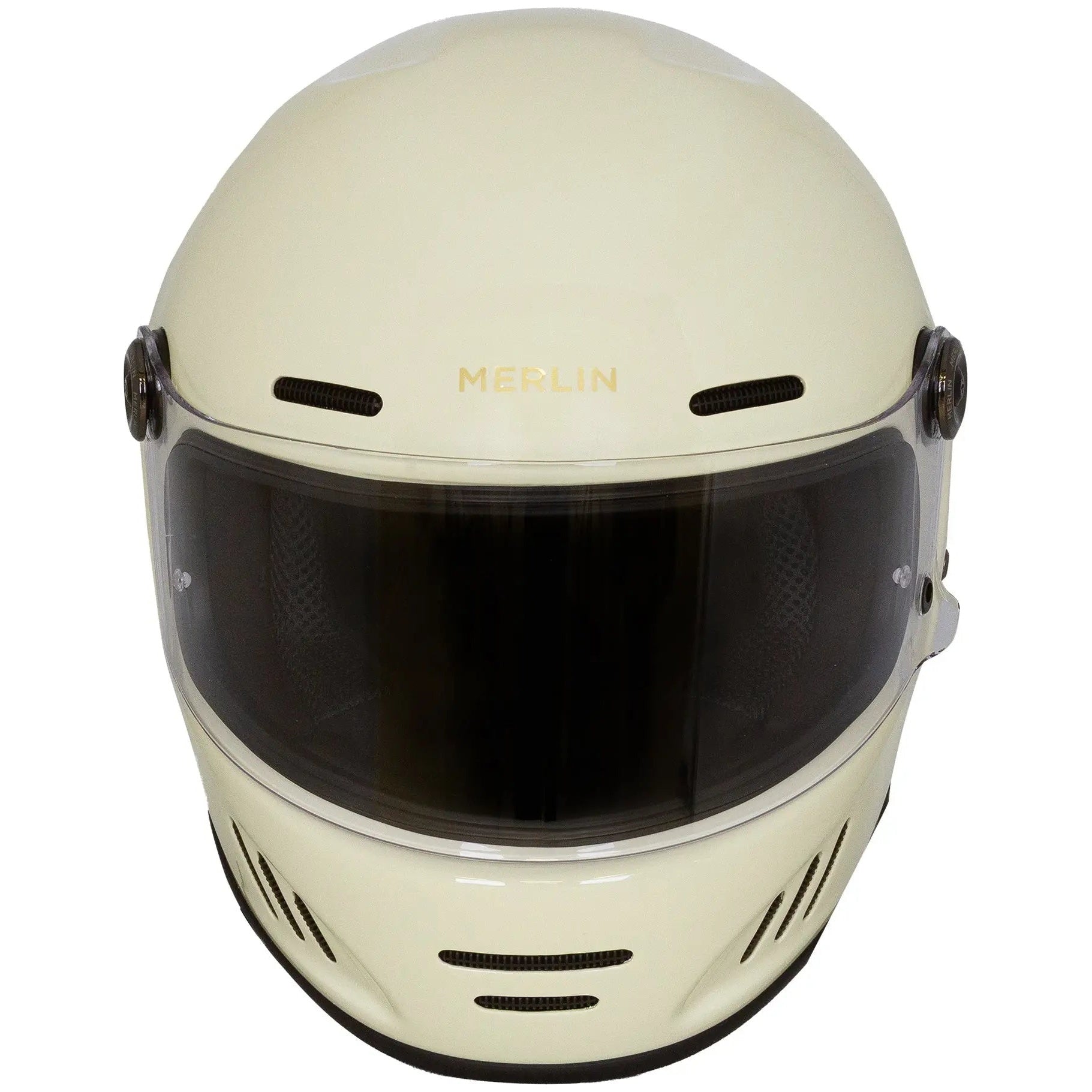 Merlin Revival Vintage White motorcycle helmet, front view
