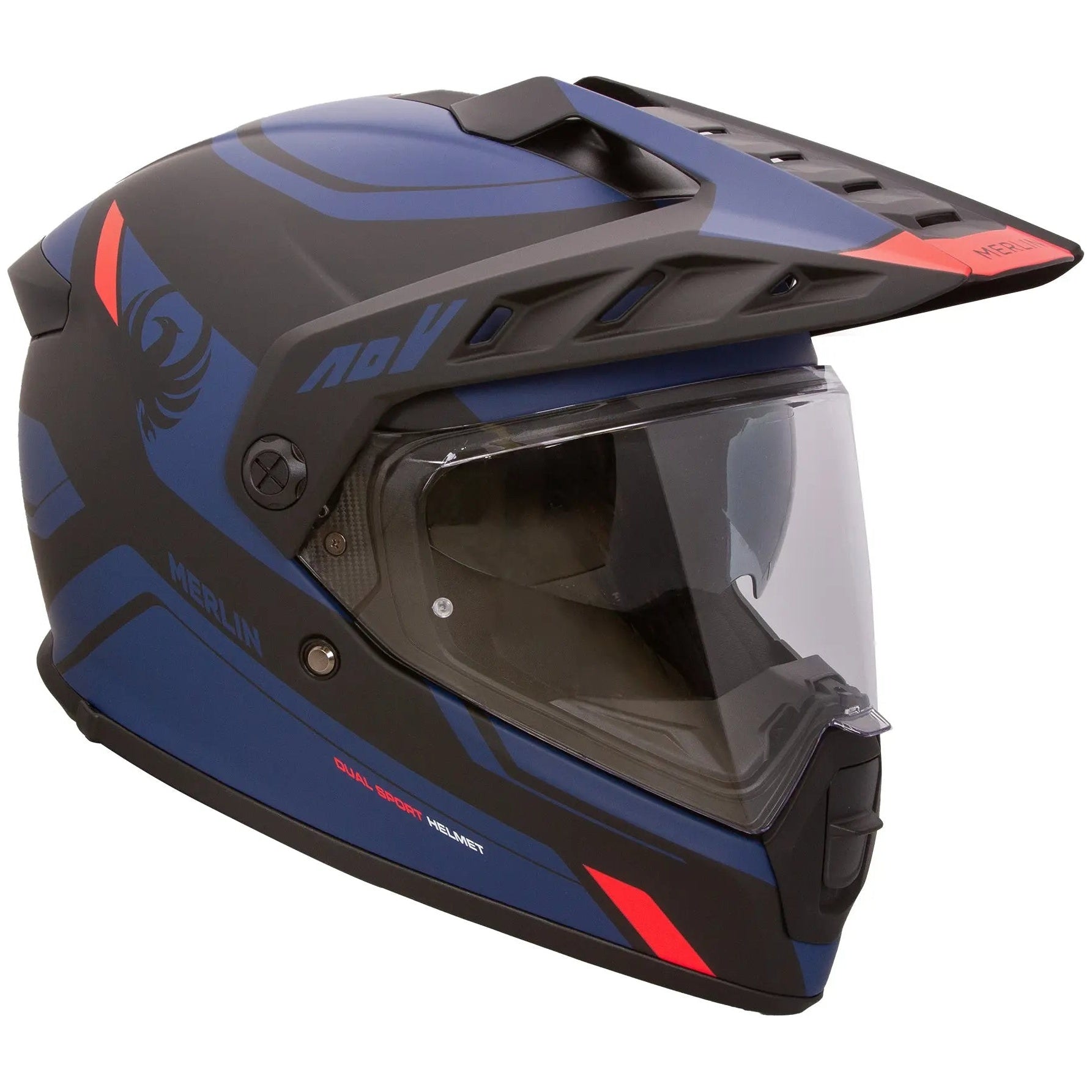 Merlin Torres Block Matt Blue motocross motorcycle helmet, right-side view