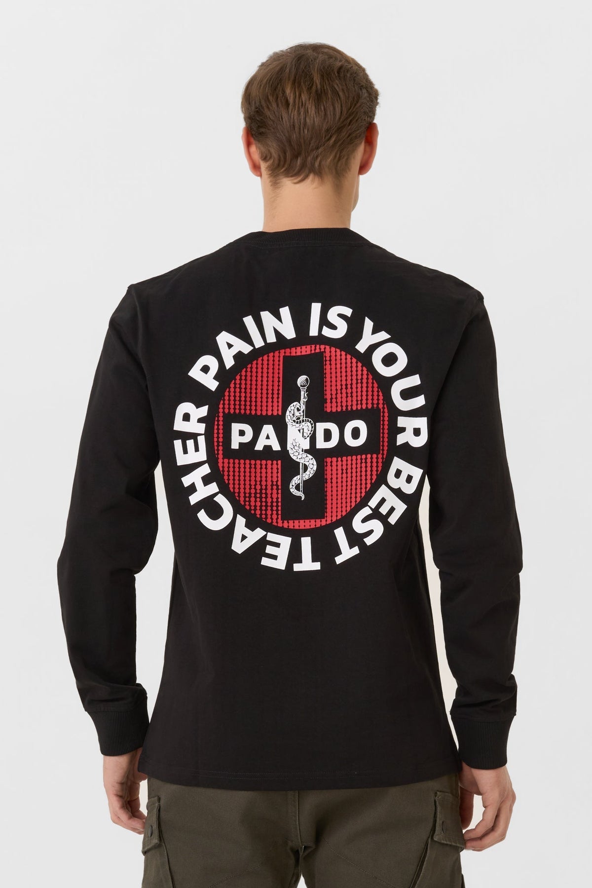 Pando Moto Tommy Pain long-sleeve shirt Black, rear worn view