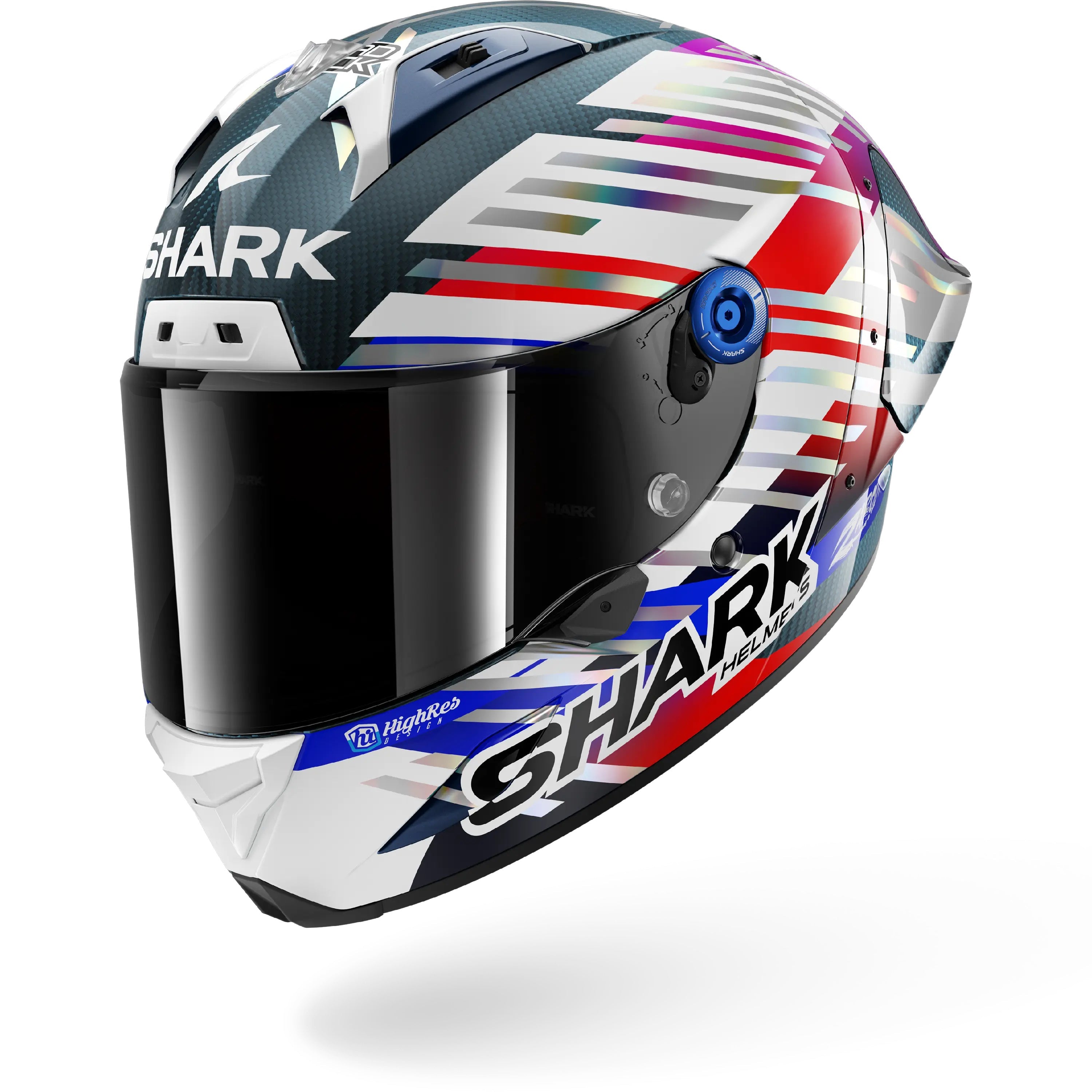 Shark Aeron-GP FIM 2 Zarco FR 26 Carbon / White / Red - front three-quarter view