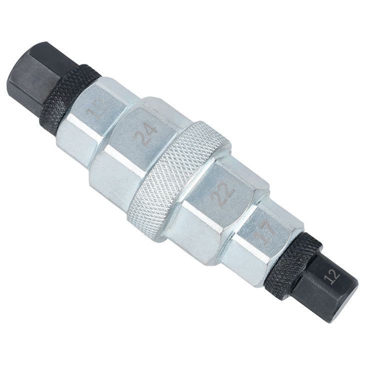 Oxford 6 in 1 Spindle Key Silver - six-size spindle key angled view