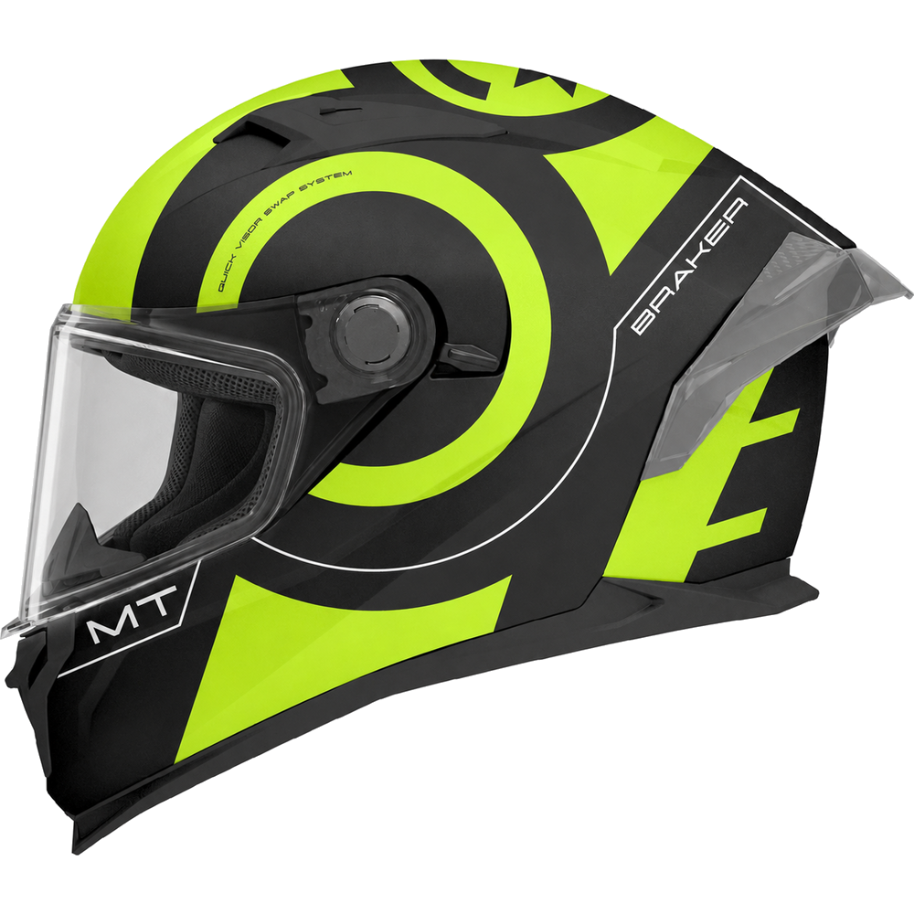 MT Helmets Braker SV Inox A3 Matt Black / Fluo Yellow