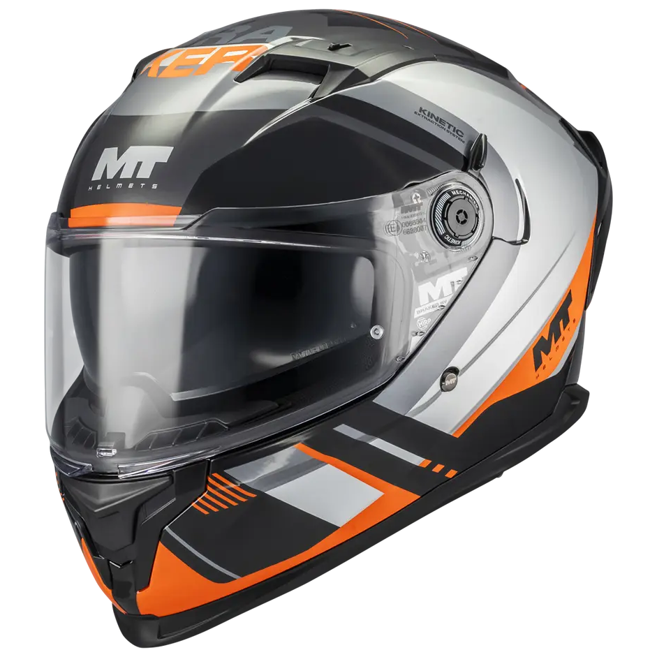 MT Helmets Braker SV Inception B4 Gloss Black / Grey / Orange motorcycle helmet, right-side view