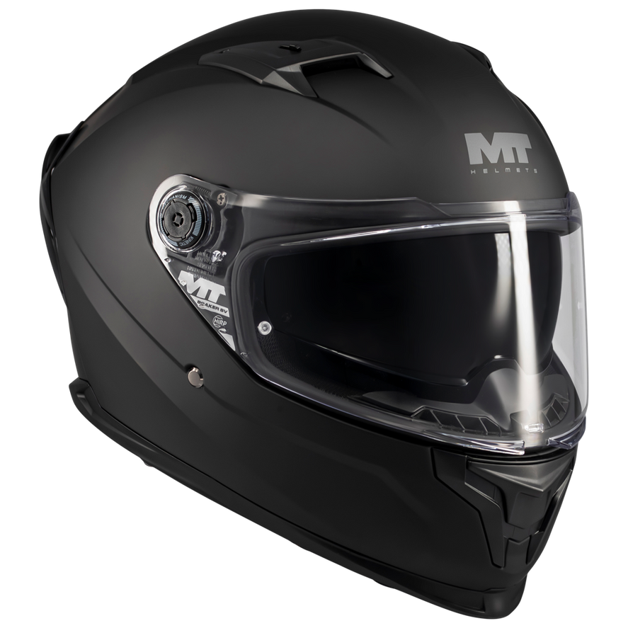 MT Helmets Braker SV Pure A1 Matt Black motorcycle helmet, left front view