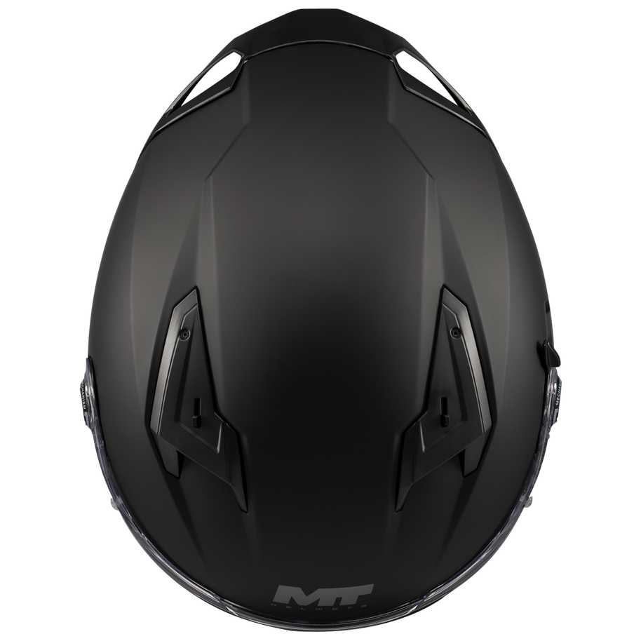 MT Helmets Braker SV Pure A1 Matt Black motorcycle helmet, top view