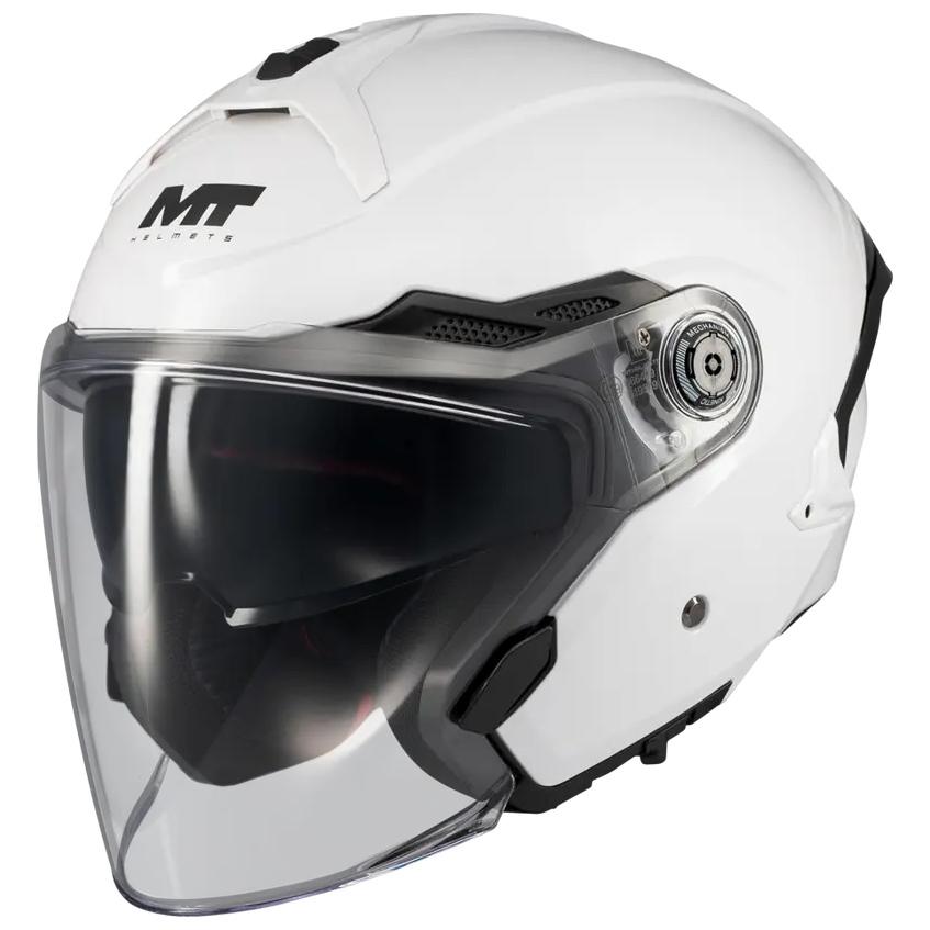 MT Helmets Cosmo SV Pure A0 Gloss White motorcycle helmet, front three-quarter view