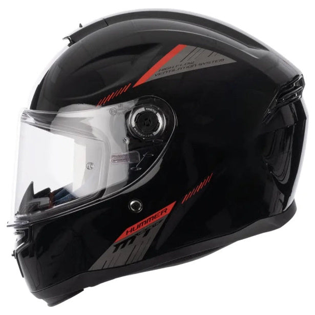 MT Helmets Hummer S Solid A1 Gloss Black With DD Ring full-face motorcycle helmet, left-side profile