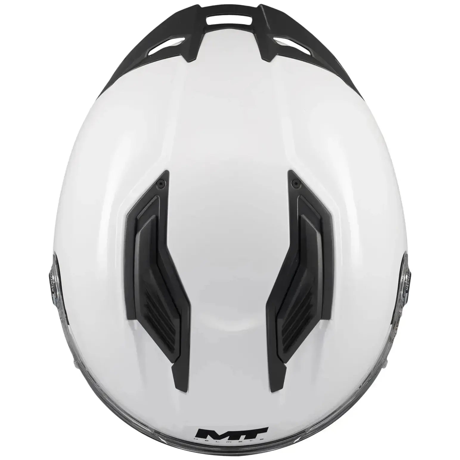 MT Helmets Stinger 2 Pure A0 Gloss White motorcycle helmet, top view