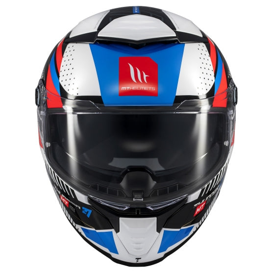 MT Helmets Thunder 4 SV Lumin A7 Gloss White / Blue / Red full-face motorcycle helmet, front view