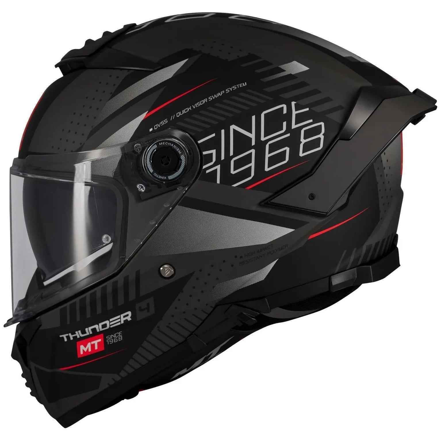 MT Helmets Thunder 4 SV Lumin D1 Matt Black full-face motorcycle helmet, left-side profile