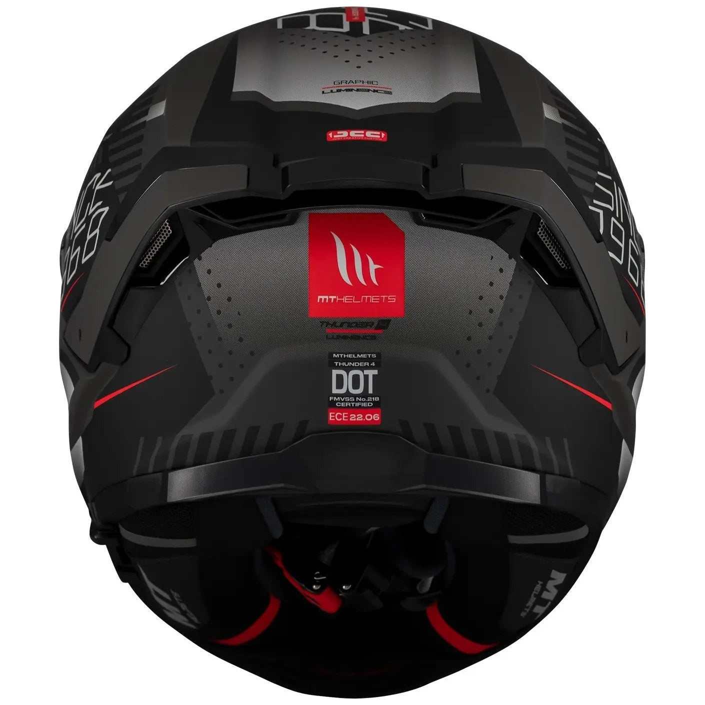 MT Helmets Thunder 4 SV Lumin D1 Matt Black full-face motorcycle helmet, interior view
