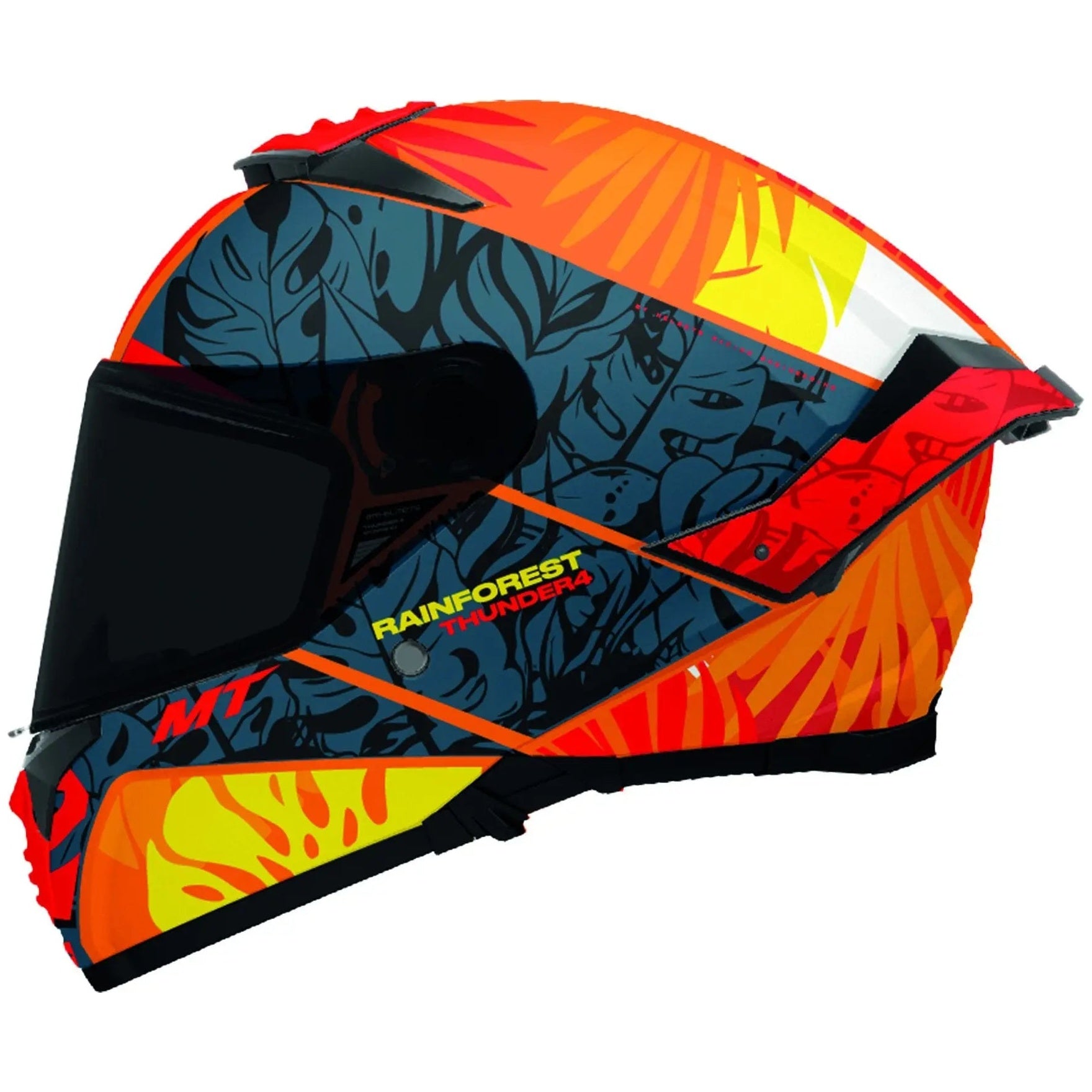 MT Helmets Thunder 4 SV Rainforest C4 Gloss Orange full-face motorcycle helmet, left-side profile