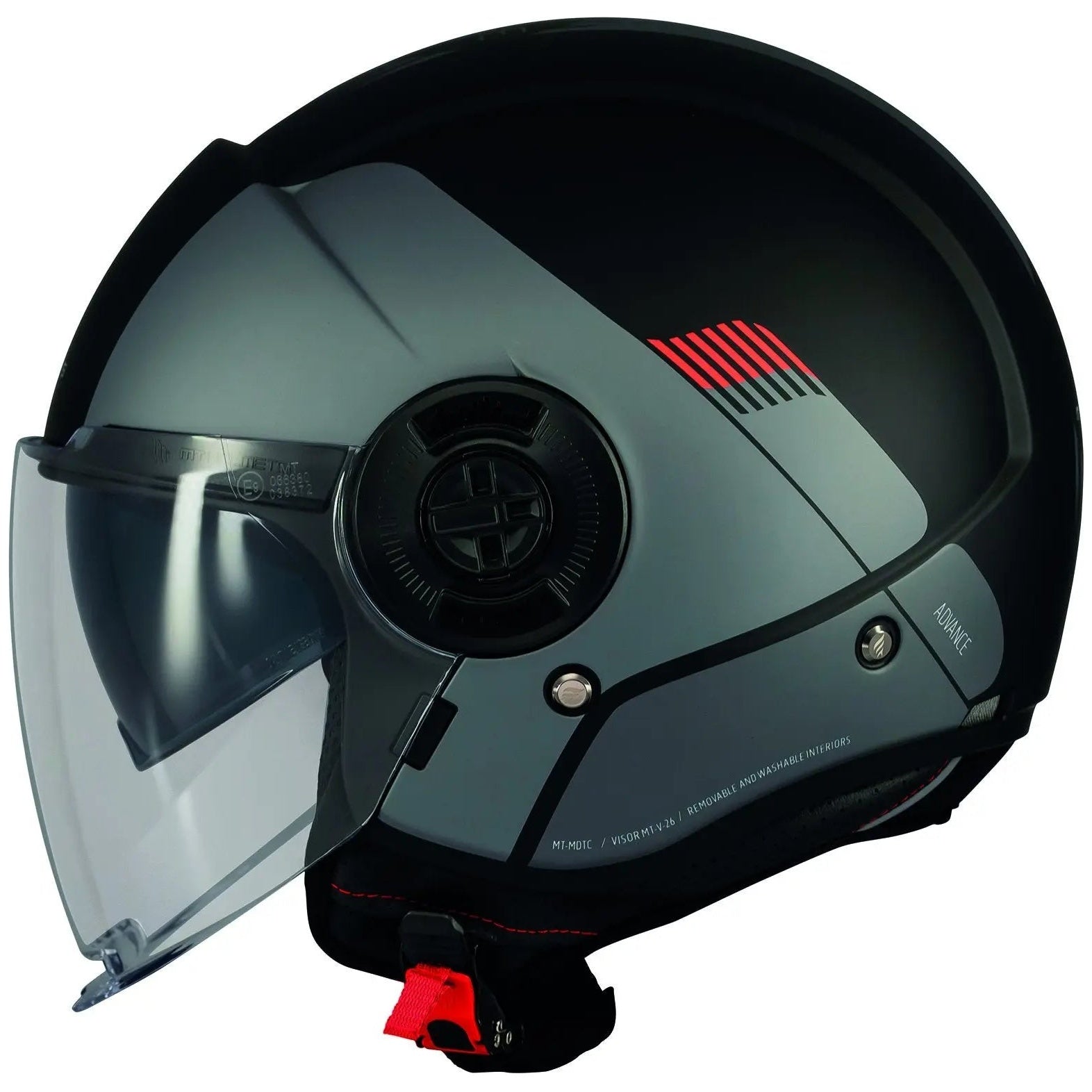 MT Helmets Viale SV Advance B41 Matt Black open-face motorcycle helmet, left-side profile