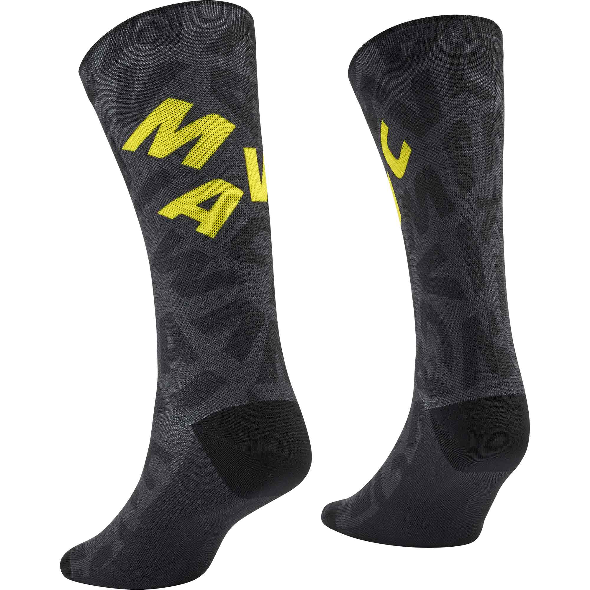 Mavic Aksium Graphic High Socks Black / Yellow - FREE UK Shipping, FREE 365 Day Returns | Moto Central