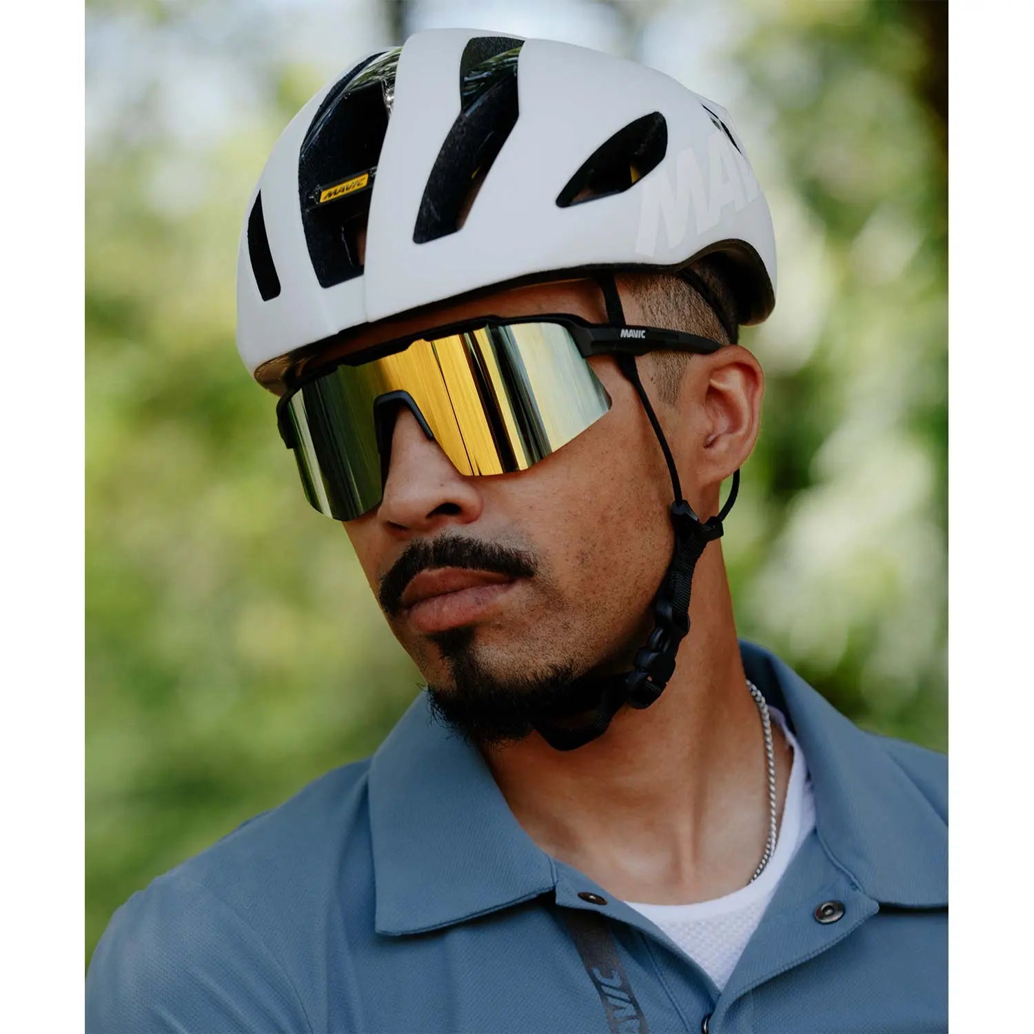 Mavic MVS Shield Cat 3 Sunglasses Gold / Blue - FREE UK Shipping, FREE 365 Day Returns | Moto Central