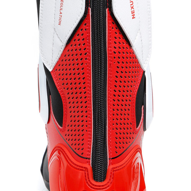 Dainese Nexus 2 Air Leather Boots Black / White / Lava Red, rear zip detail