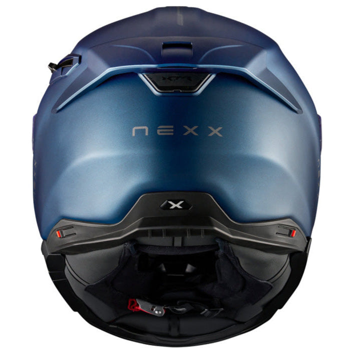 Nexx X.TR Plain Matt Blue Teal motorcycle helmet, rear view