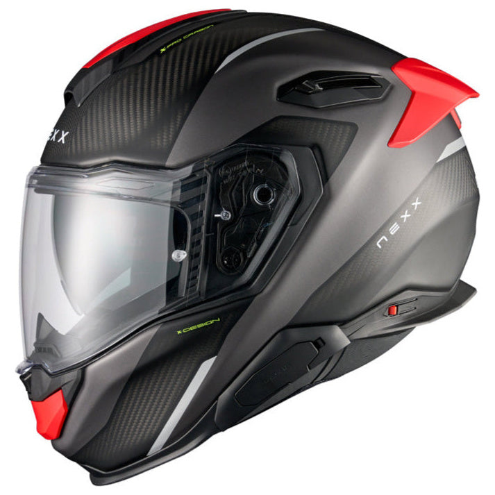 Nexx X.TR Rush Black / Matt Red motorcycle helmet, side profile