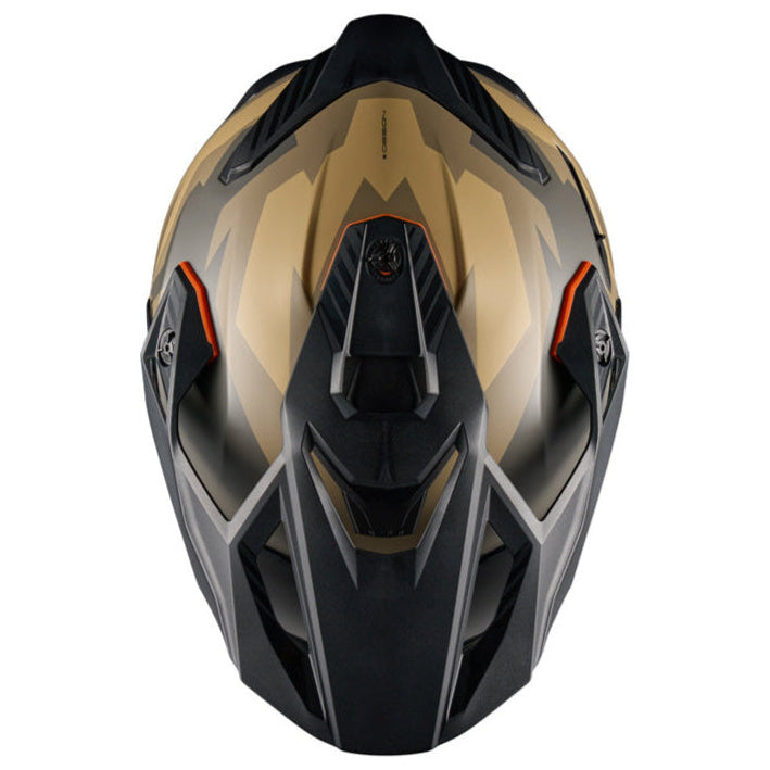 Nexx Y.TRAVL Primal Sand / Matt Grey motorcycle helmet, top view
