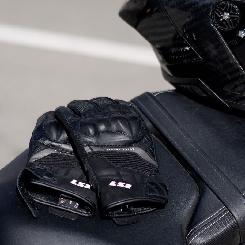 LS2 Octane Waterproof Leather Gloves Black