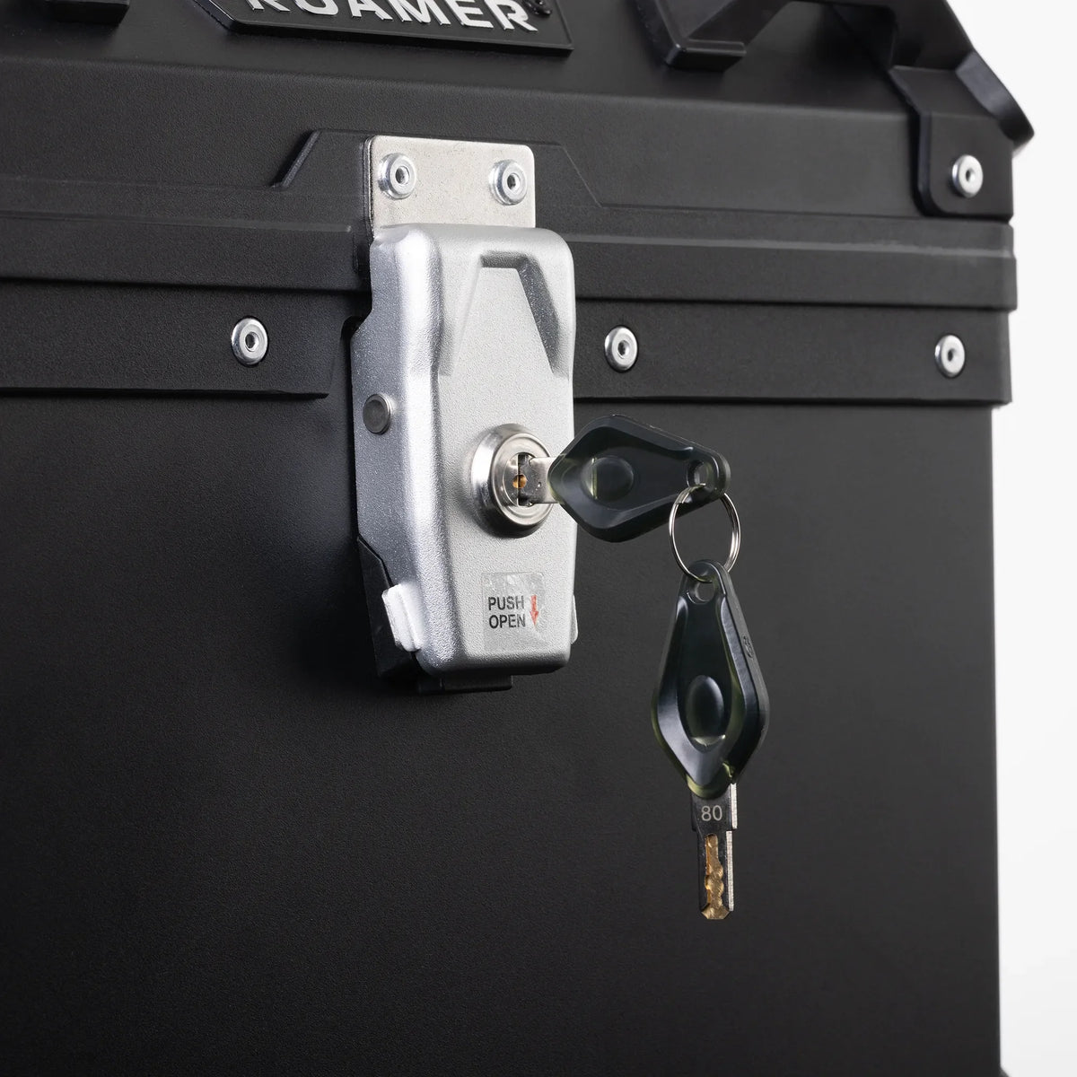 Oxford Roamer Top Box Black - lock and key detail