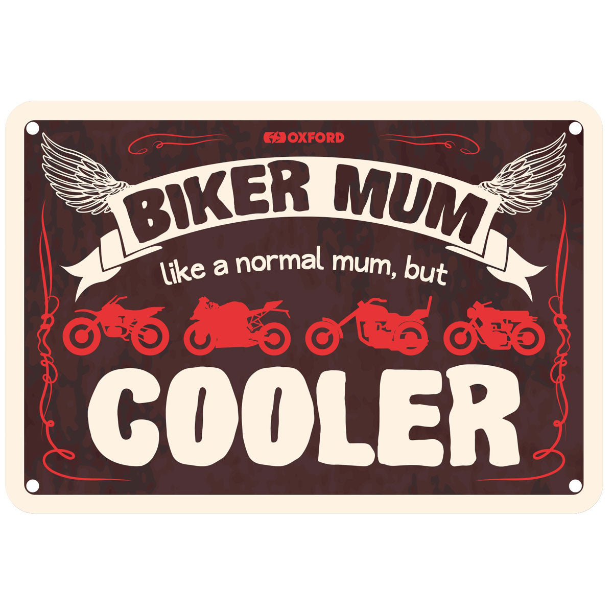Oxford Biker Mum Garage Metal Sign - 30cm x 20cm x 0.25mm