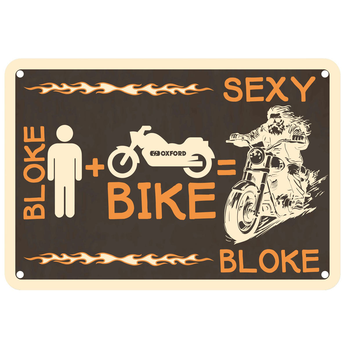 Oxford Bloke Bike Sexy Bloke Garage Metal Sign - 30cm x 20cm x 0.25mm