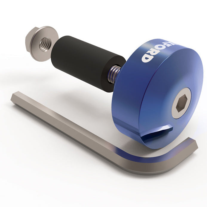 Oxford Handlebar BarEnds 1 Blue - blue bar end and fitting tool