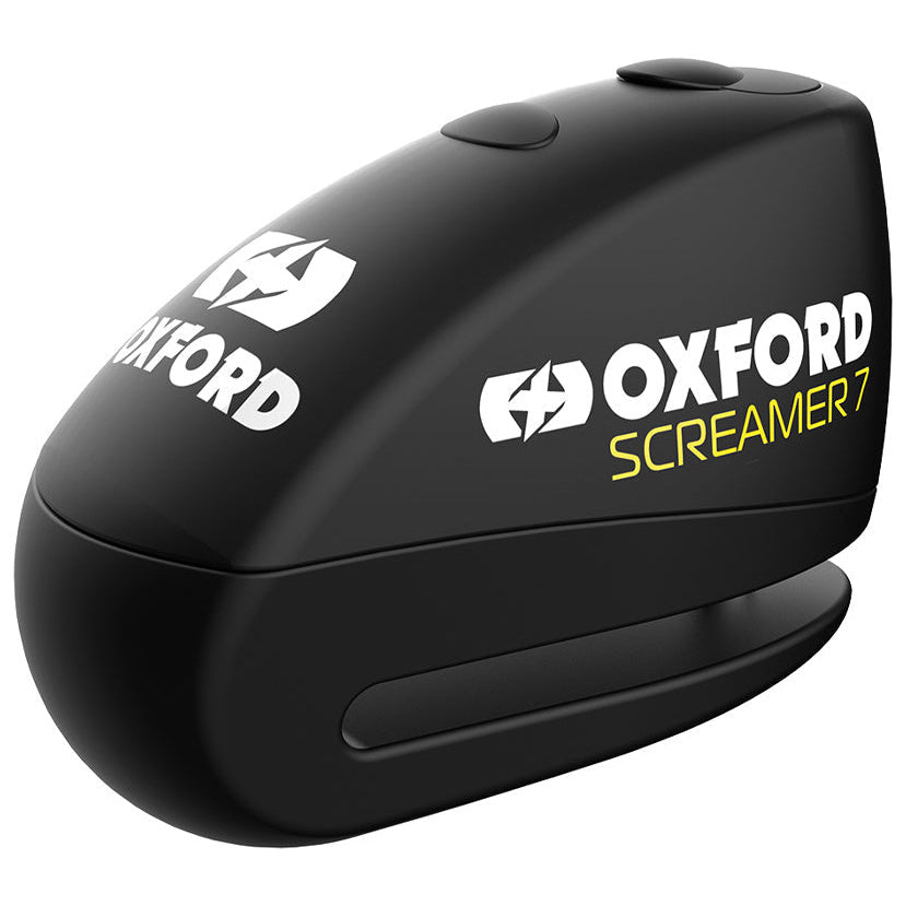 Oxford Screamer7 Alarm Disc Lock Black / Black black alarm disc lock product view on a white background
