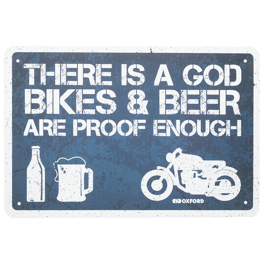 Oxford There Is A God Garage Metal Sign - 30cm x 20cm x 0.25mm – front product view
