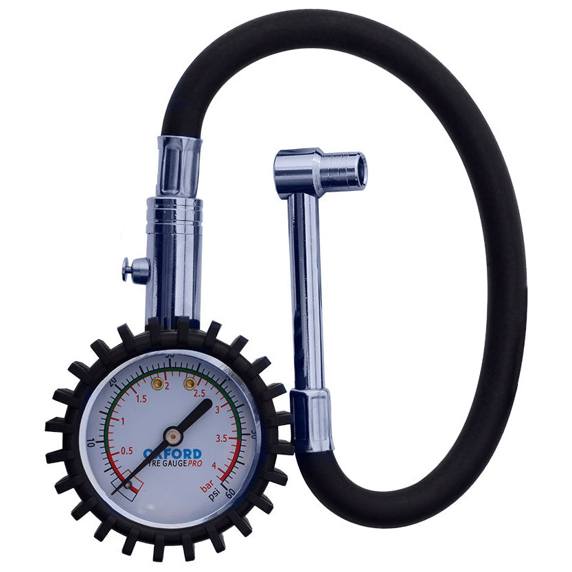 Oxford Tyre Gauge Pro Dial Type - 0-60 PSI – dial tyre gauge and hose product view