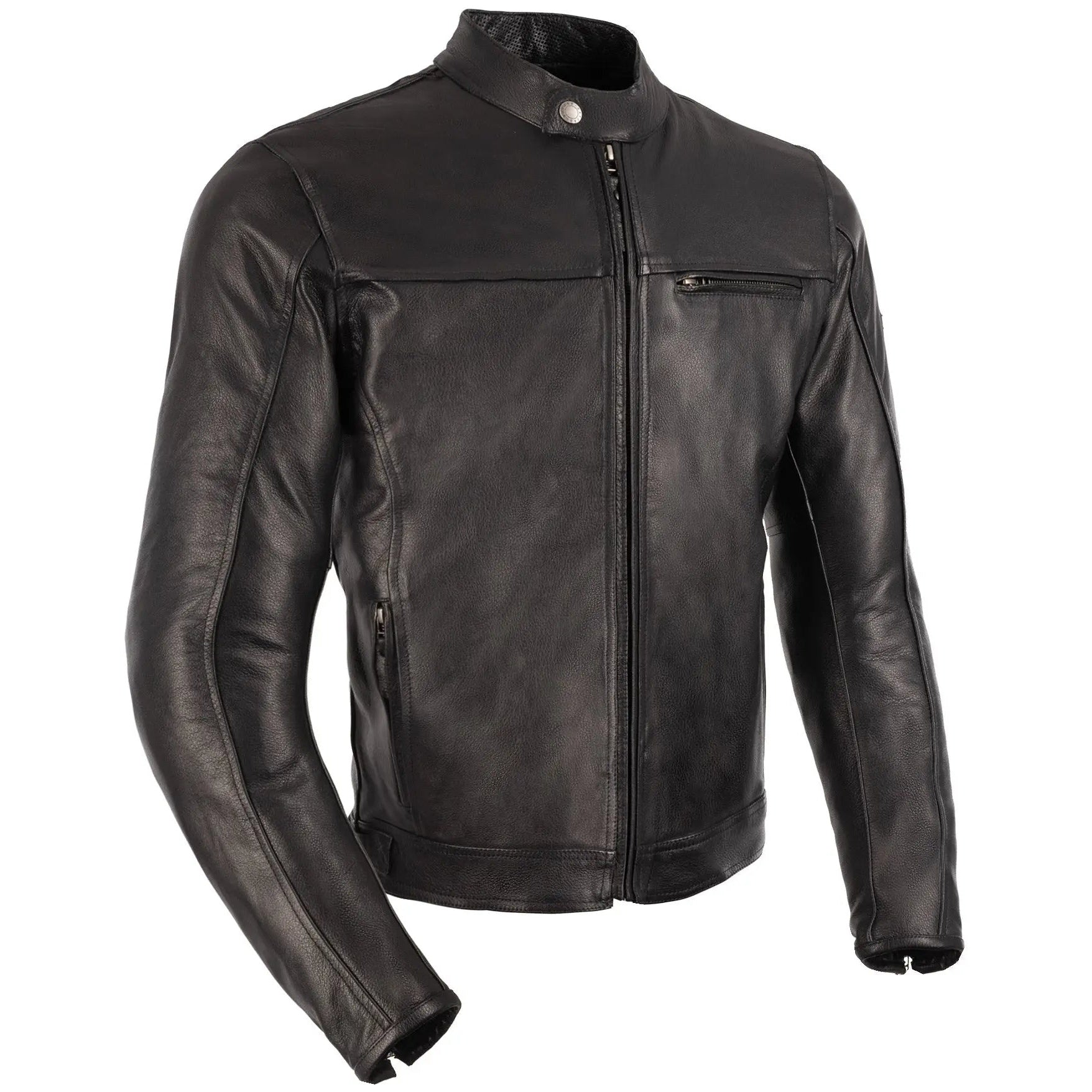 Oxford Walton 2.0 Leather Jacket Black, front view