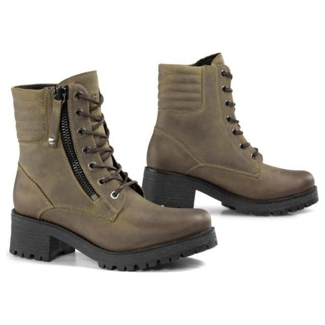 Falco Misty Ladies Leather Boots Army Green – front and side views