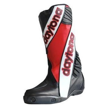 Daytona Security Evo 3 Outer Leather Boots Red / White / Black, single boot side view