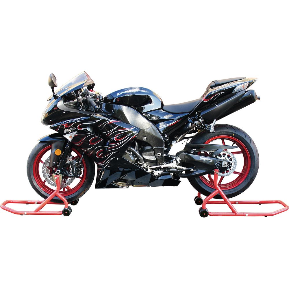 BikeTek Series 3 Front And Rear Track Paddock Stand Set Red