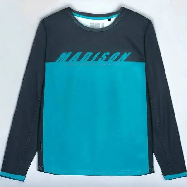 Madison Flux Youth Long Sleeve Jersey Curacao Blue - FREE UK Shipping, FREE 365 Day Returns | Moto Central