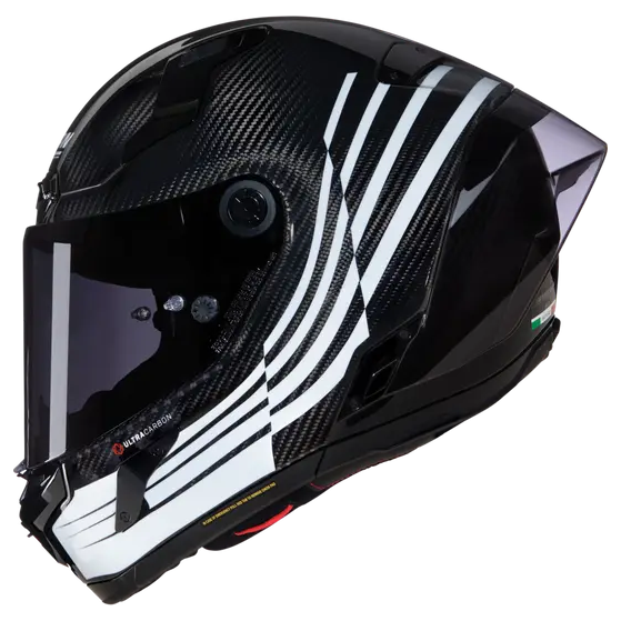 Nolan X-804 RS ALA Black / White full-face racing motorcycle helmet, left three-quarter view