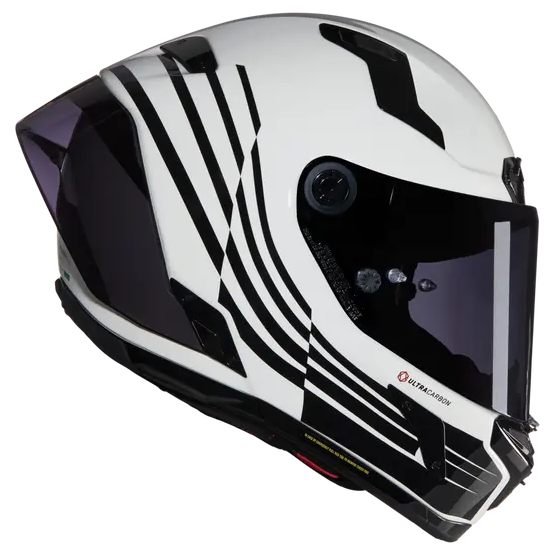 Nolan X-804 RS ALA White / Black full-face racing motorcycle helmet, right side view