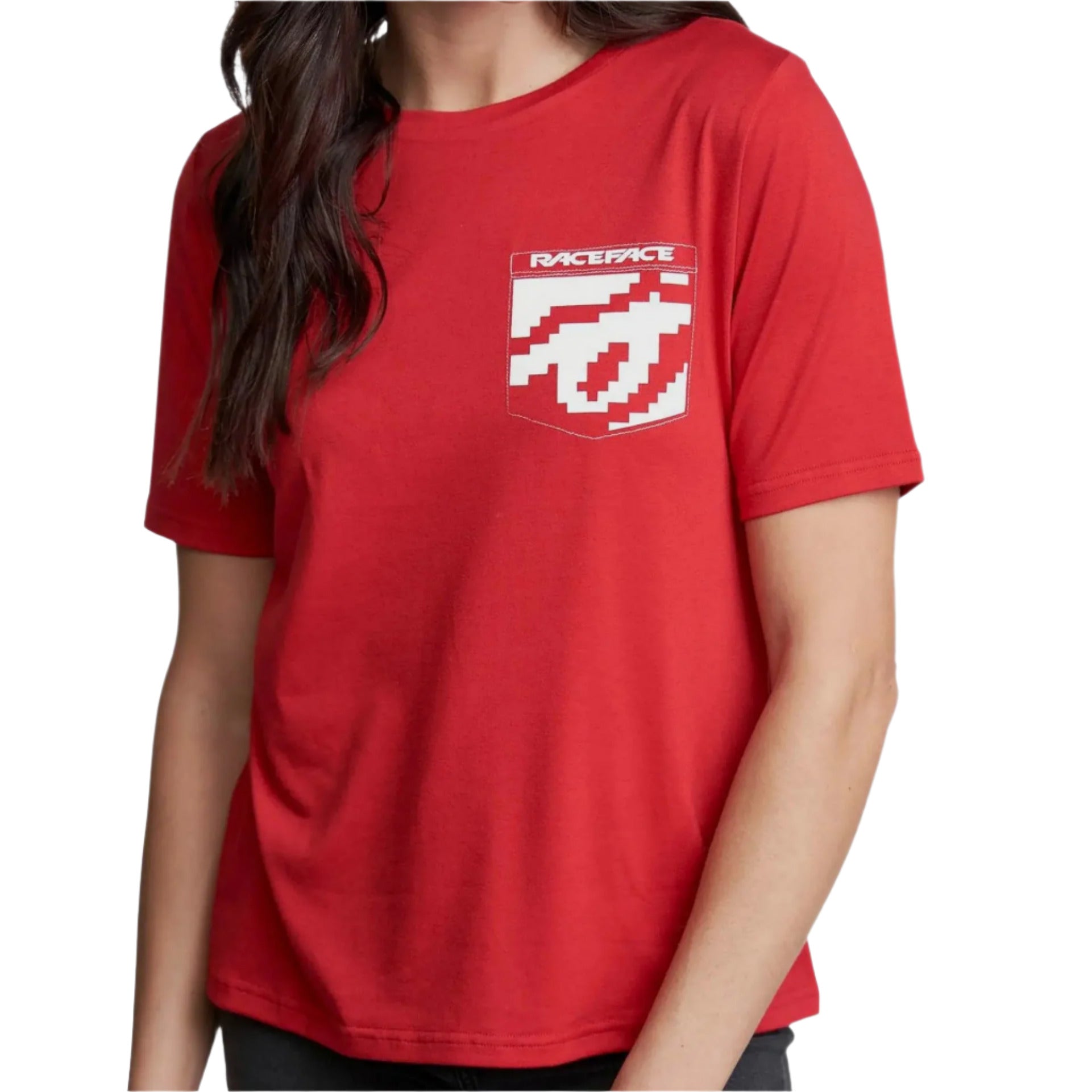 Race Face 8 Bit Pocket Short Sleeves Ladies T Shirt Red - FREE UK Shipping, FREE 365 Day Returns | Moto Central