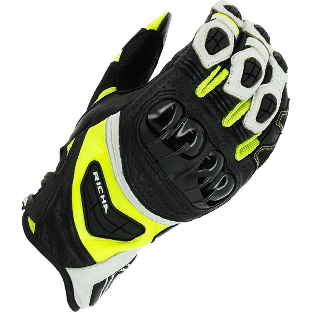 Richa Stealth Leather Gloves Black / White / Yellow