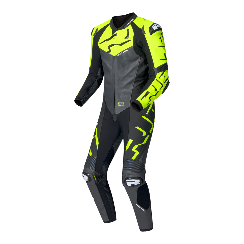 Richa Stradale GP 1 Piece Leather Suit Grey / Fluo Yellow