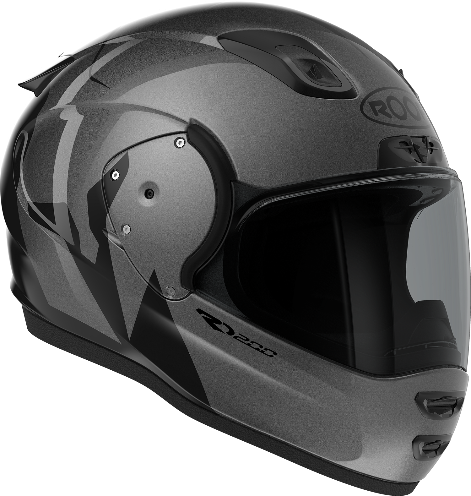 Roof RO200 Troyan Black / Steel front-right three-quarter view