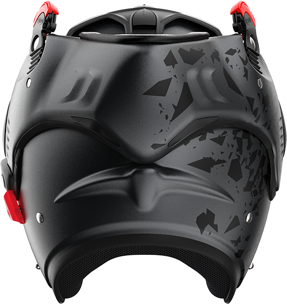 Roof RO5 Boxer Alpha Blackstar Matt Graphite rear view in open-face configuration