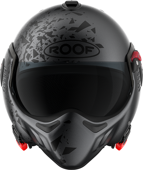 Roof RO5 Boxer Alpha Blackstar Matt Graphite front view in full-face configuration