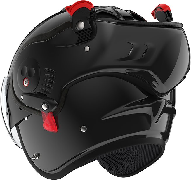 Roof RO5 Boxer Alpha Black rear-left three-quarter view in open-face configuration