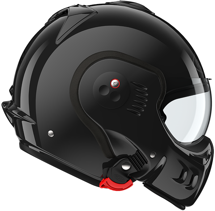 Roof RO5 Boxer Alpha Black right-side view in full-face configuration