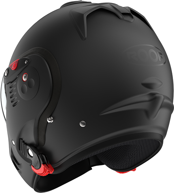 Roof RO5 Boxer Alpha Matt Black rear-left three-quarter view in full-face configuration