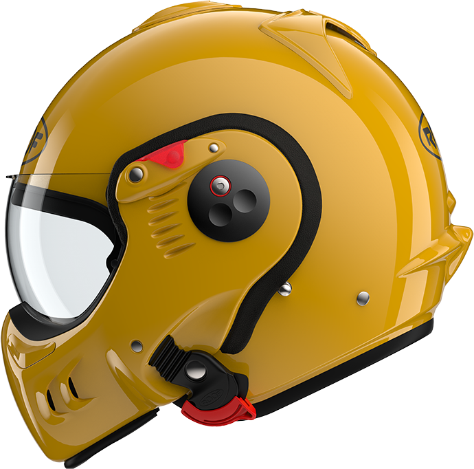 Roof RO5 Boxer Alpha Yellow left-side view in full-face configuration