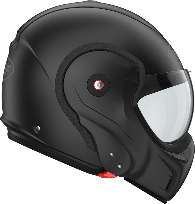 Roof RO9 Boxxer 2 Stripes Matt Black / Metal right-side view, full-face configuration